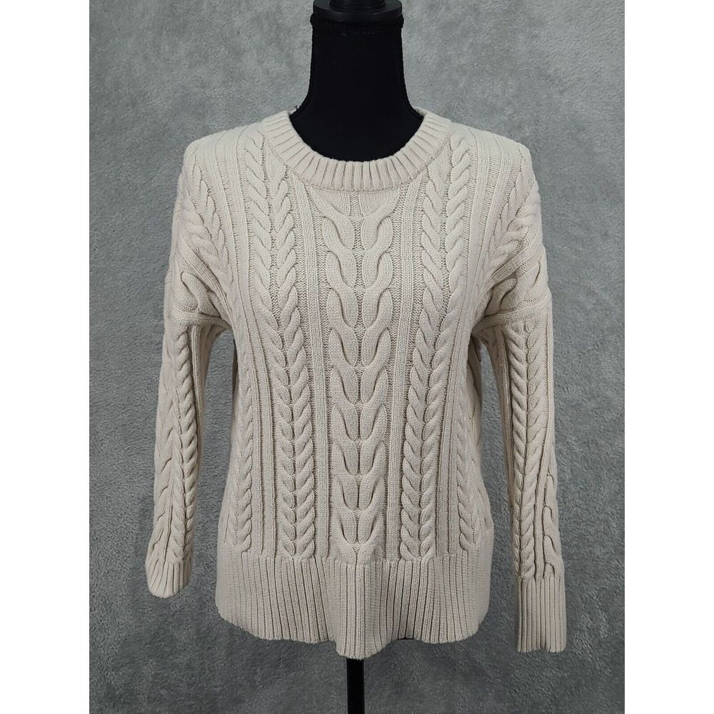 Anthropologie Philosophy Cable Knit Sweater Sz XS beige‎ Long Sleeve